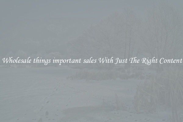 Wholesale things important sales With Just The Right Content